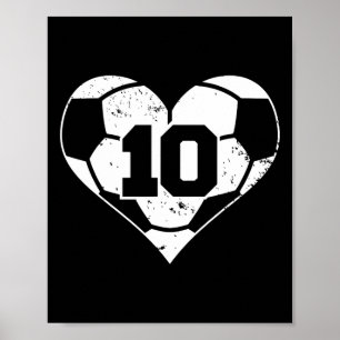 Soccer Number 10 Jersey Funny Soccer Heart Game Da Poster
