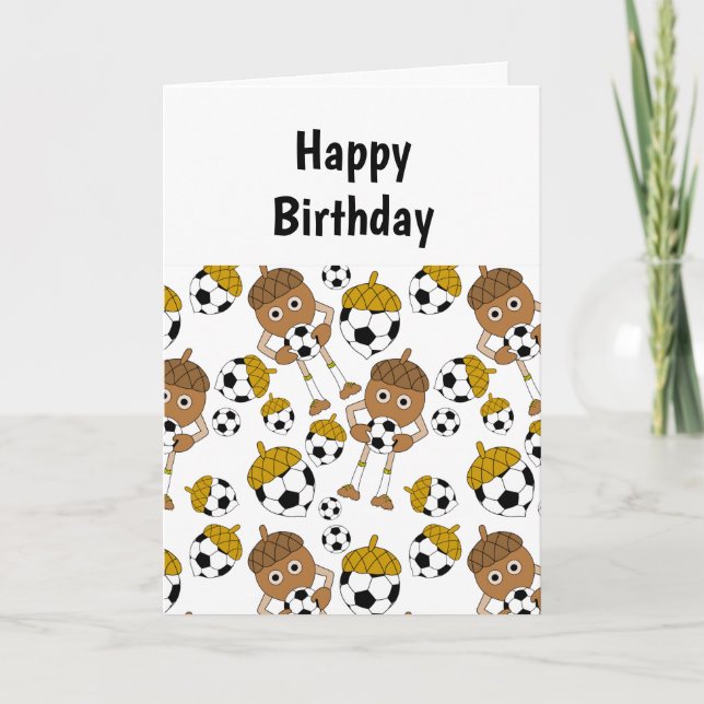 Soccer Nut Pattern Birthday Card (Front)