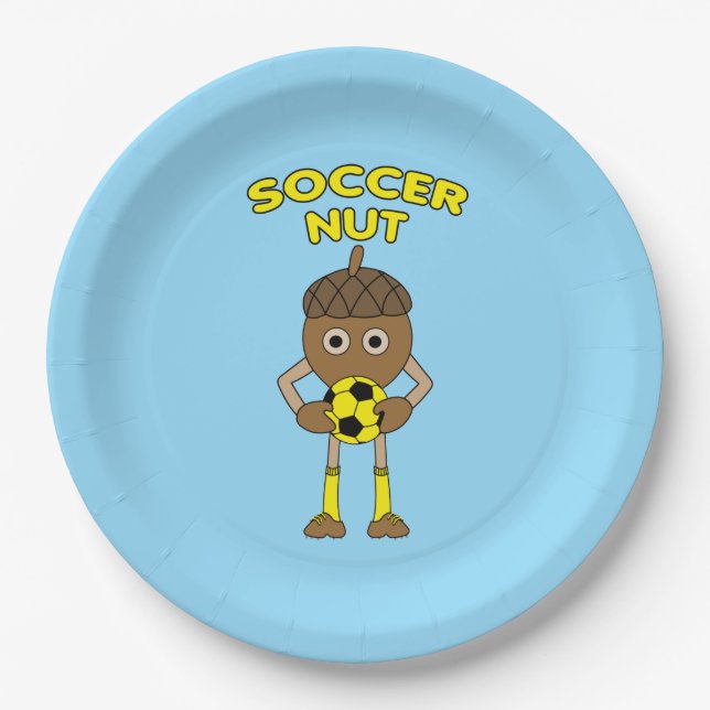 Soccer Nut Text Paper Plate (Front)