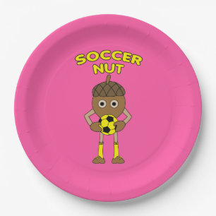 Soccer Nut Text Paper Plate