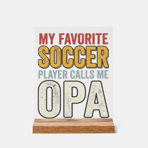 Soccer Opa Vintage Typography Shirt Design_1 Acrylic Sign