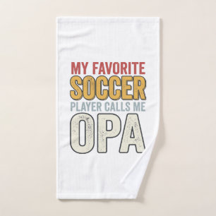 Soccer Opa Vintage Typography Shirt Design_1 Hand Towel