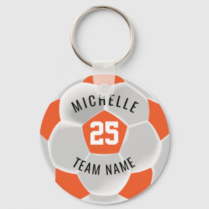 Soccer - Orange and White Key Ring