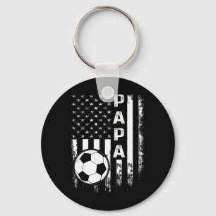 Soccer Papa American Flag Vintage Christmas Xmas  Key Ring