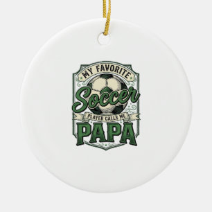 Soccer Papa Vintage Engraving Shirt Design_1 Ceramic Tree Decoration