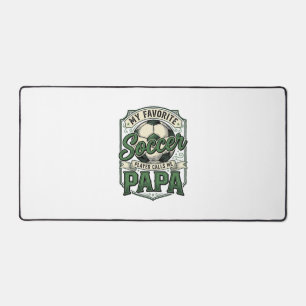 Soccer Papa Vintage Engraving Shirt Design_1 Desk Mat