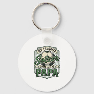 Soccer Papa Vintage Engraving Shirt Design_1 Key Ring