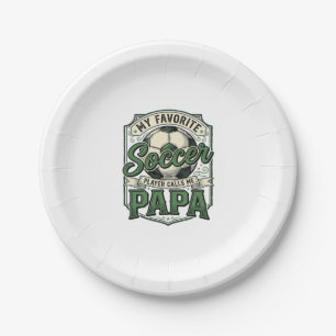 Soccer Papa Vintage Engraving Shirt Design_1 Paper Plate