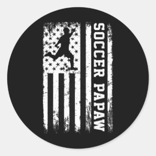 Soccer Papaw Vintage Usa American Flag Classic Round Sticker