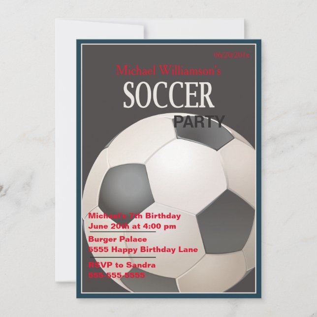 Soccer Party Birthday Invitation (Front)