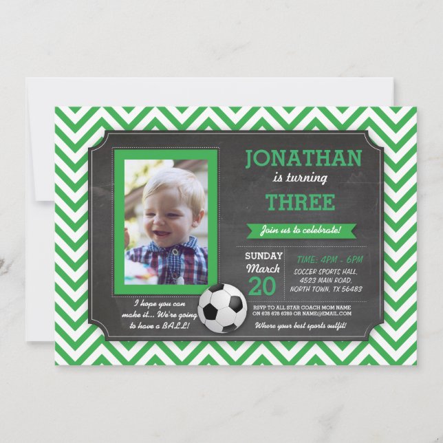 Soccer Party Football Footy Birthday Photo Invite (Front)