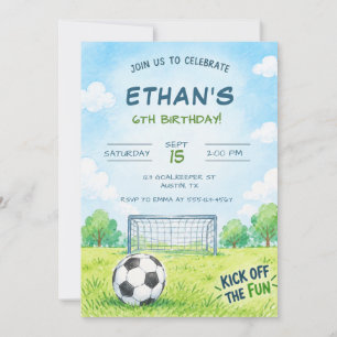 Soccer Party Kids Birthday Invitation