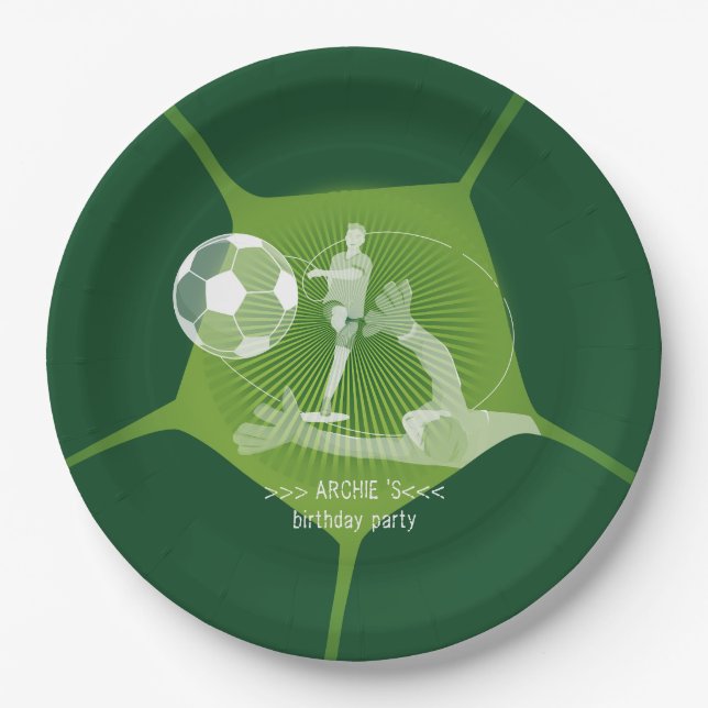 Soccer Party Sport Game Day Pitch Any Age Birthday Paper Plate (Front)
