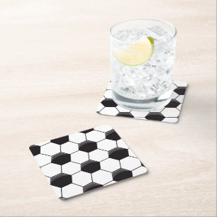 Soccer Pattern Square Paper Coaster