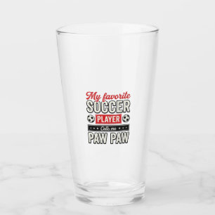 Soccer Paw Paw Vintage Player Grandpa Shirt Design Glass