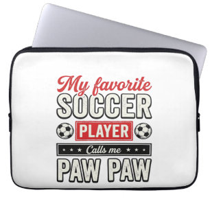 Soccer Paw Paw Vintage Player Grandpa Shirt Design Laptop Sleeve