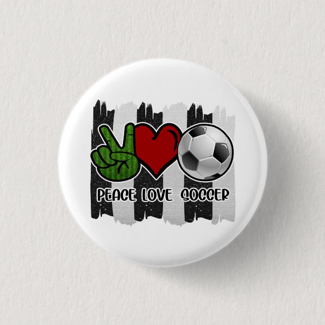 Soccer Peace and Love 3 Cm Round Badge (Front)