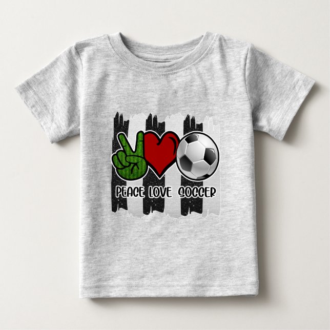 Soccer Peace and Love Baby T-Shirt (Front)