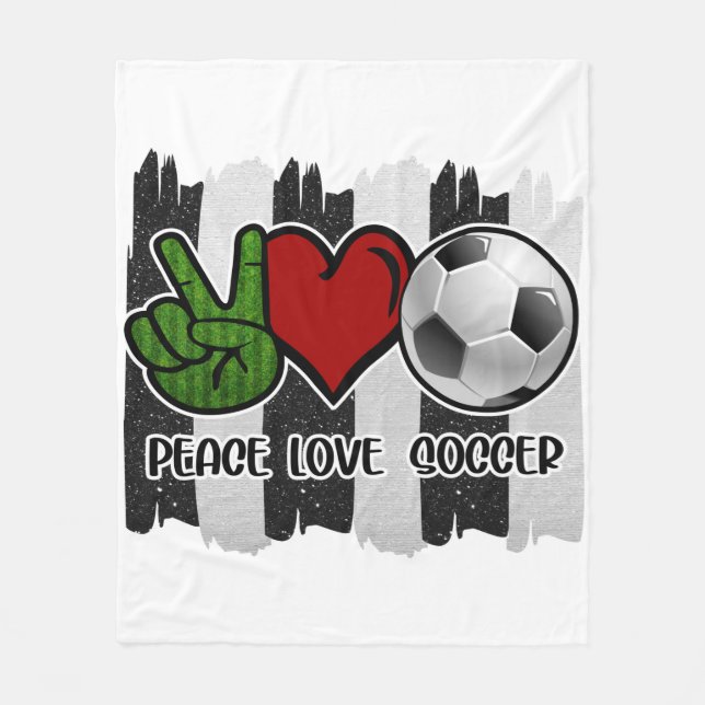 Soccer Peace and Love Fleece Blanket (Front)