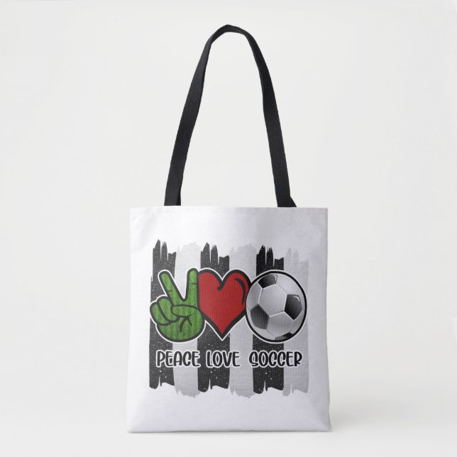 Soccer Peace and Love Tote Bag (Front)