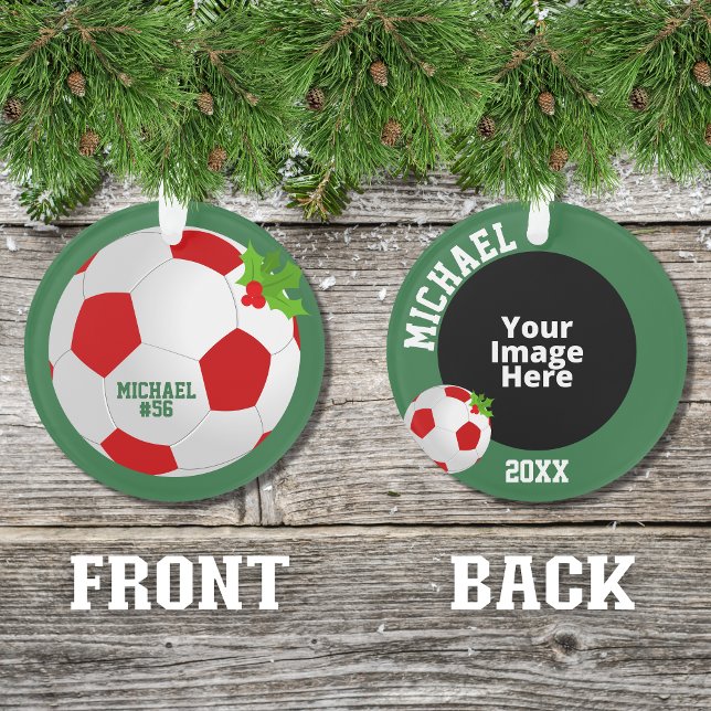 Soccer Personalised Photo Christmas Ornament (A cute ornament for the  soccer player in your life insert your own picture to personalized it.)