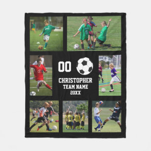 Soccer photo collage fleece blanket