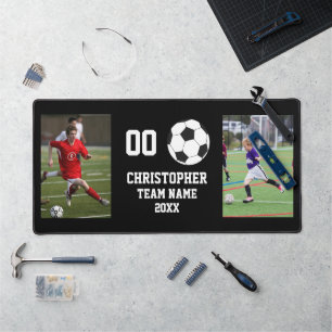 Soccer photo collage team name poster desk mat