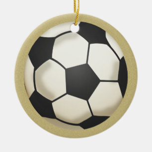 Soccer Photo Keepsake Gold Ceramic Tree Decoration