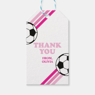 Soccer Pink Birthday favour tags