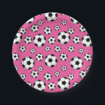 Soccer Pink Birthday Paper Plate<br><div class="desc">Hot Pink,  Black and White Soccer Birthday Plates.</div>
