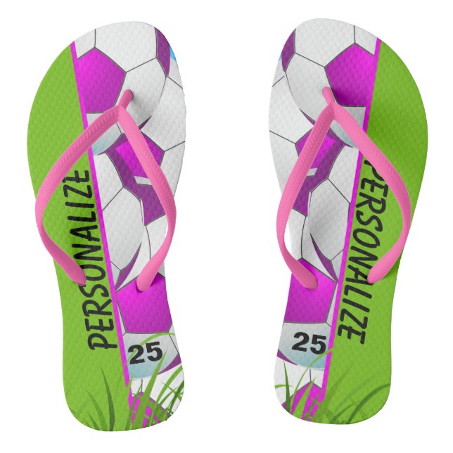 Soccer Pink Custom Jandals (Footbed)