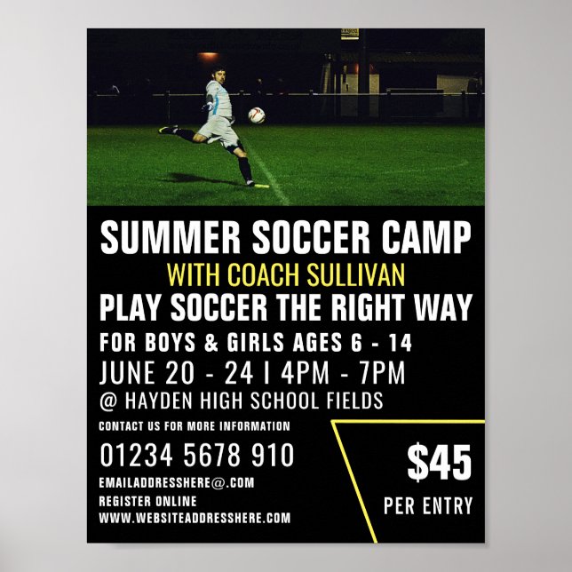Soccer Pitch, Soccer Camp Advertising Poster (Front)