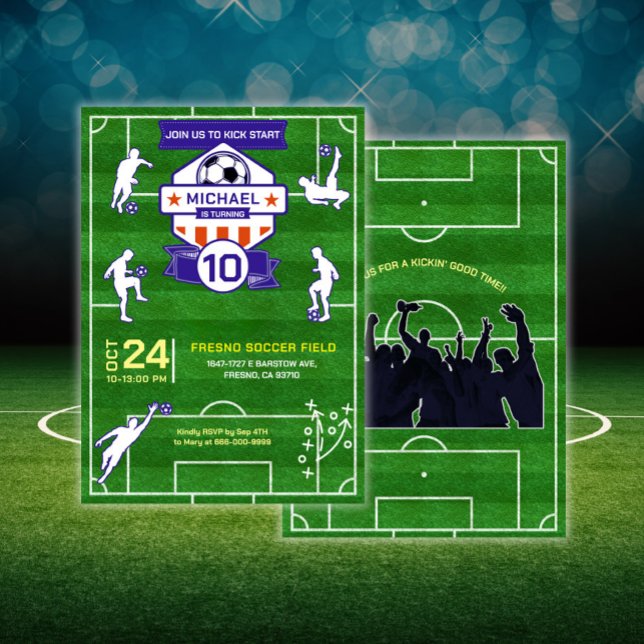 Soccer play football field Birthday Party Invitation (Soccer Birthday Party Invitation)