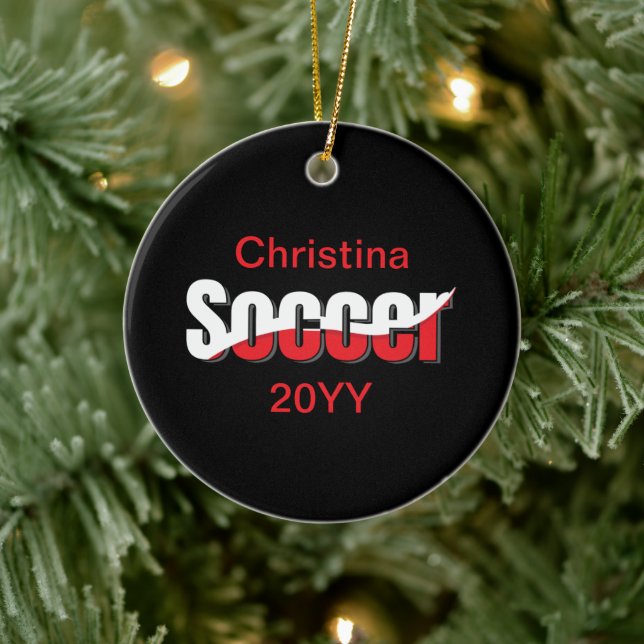 Soccer Player Abstract Swish - Word Art Ceramic Tree Decoration (Tree)