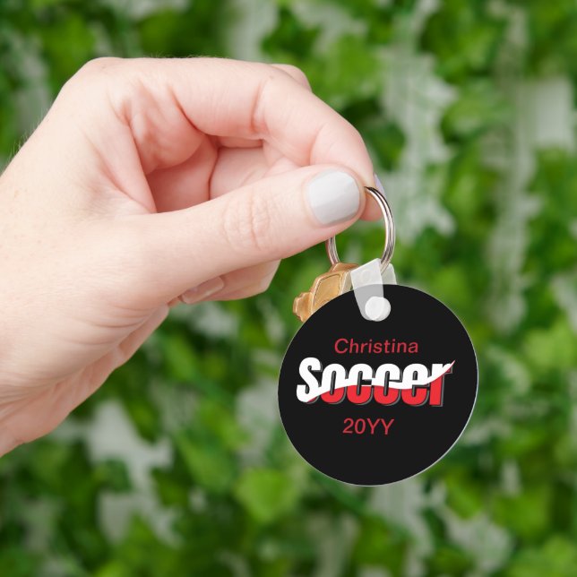 Soccer Player Abstract Swish - Word Art Key Ring (Hand)