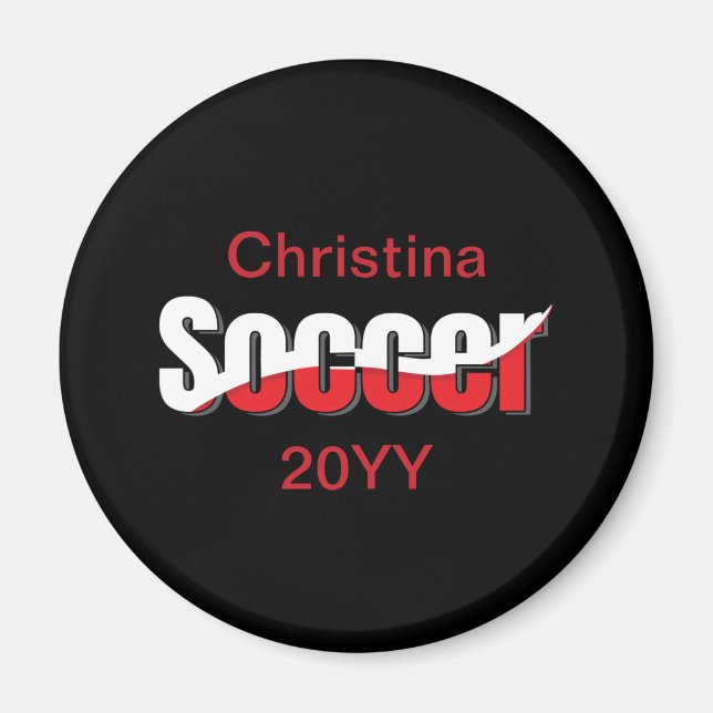 Soccer Player Abstract Swish - Word Art Magnet (Front)