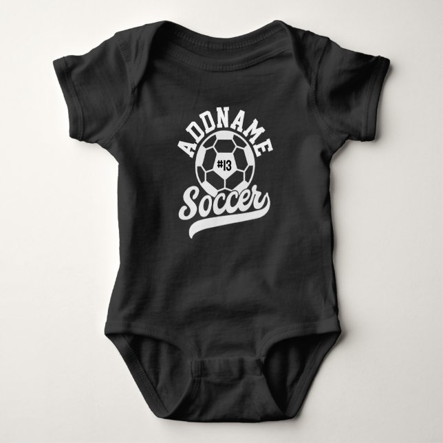 Soccer Player ADD NAME Football Team Personalised Baby Bodysuit (Front)