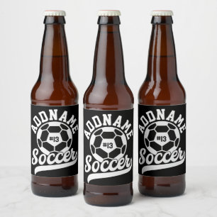 Soccer Player ADD NAME Football Team Personalised Beer Bottle Label