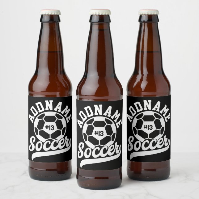 Soccer Player ADD NAME Football Team Personalised Beer Bottle Label (Bottles)
