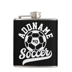 Soccer Player ADD NAME Football Team Personalised Hip Flask