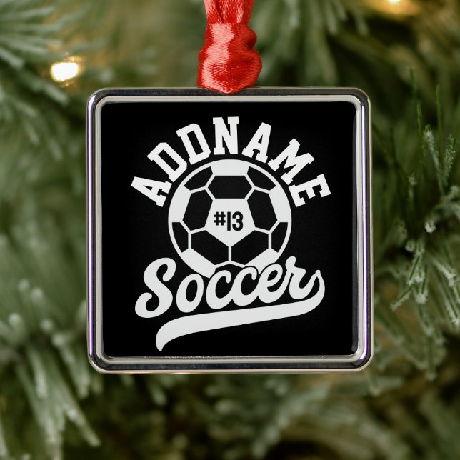 Soccer Player ADD NAME Football Team Personalised Metal Tree Decoration (Tree)