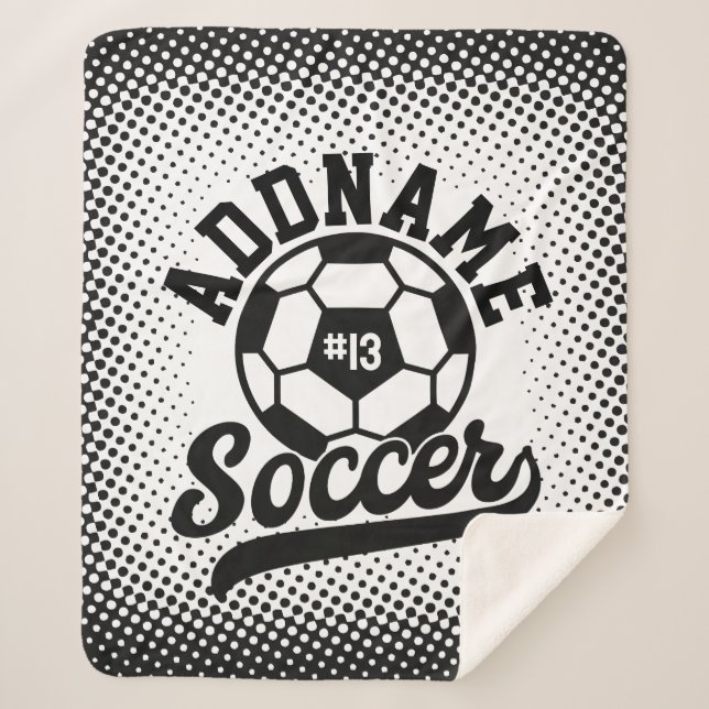 Soccer Player ADD NAME Football Team Personalised Sherpa Blanket (Front)