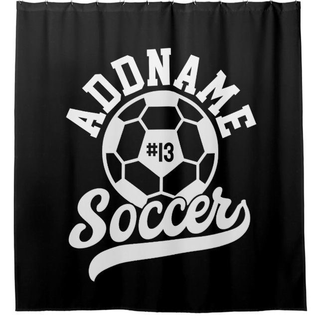 Soccer Player ADD NAME Football Team Personalised Shower Curtain (Front)
