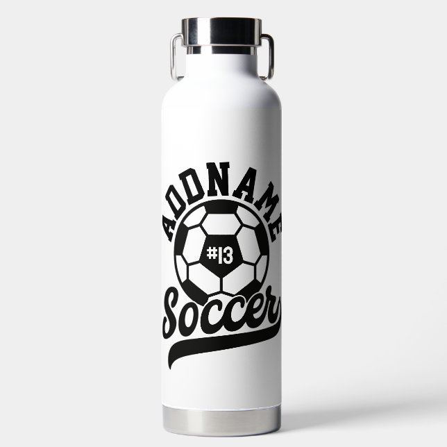 Soccer Player ADD NAME Football Team Personalised Water Bottle (Front)