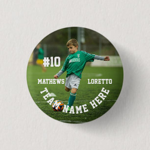 Soccer Player Add Name Number Team and Photo 3 Cm Round Badge