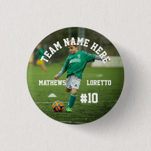 Soccer Player Add Name Number Team and Photo 3 Cm Round Badge