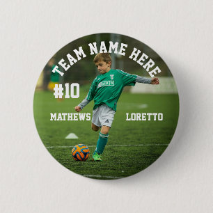 Soccer Player Add Name Number Team and Photo 6 Cm Round Badge