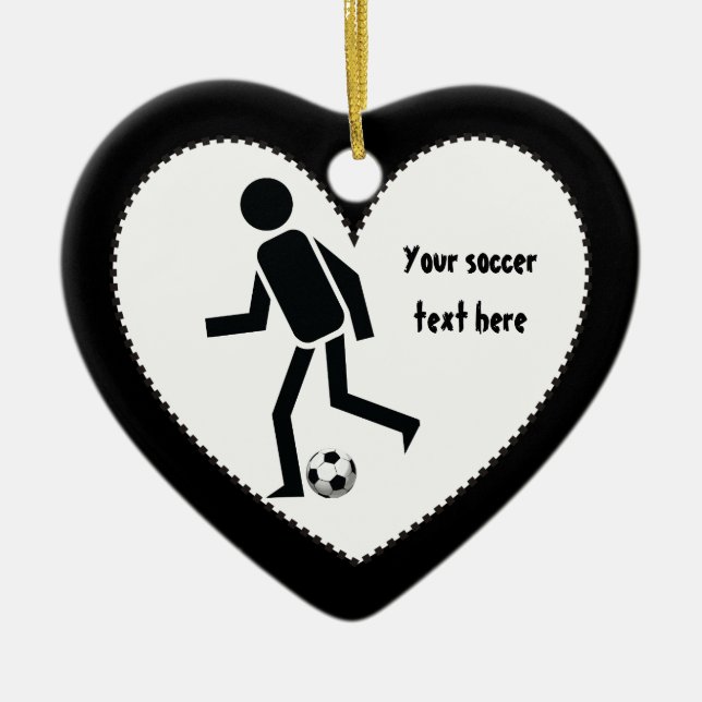 Soccer player and ball custom gift ceramic tree decoration (Front)