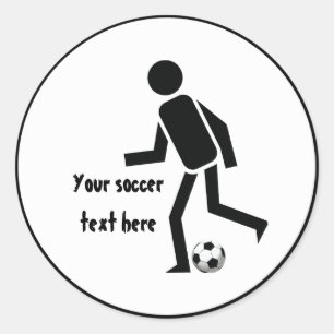 Soccer player and ball custom gift classic round sticker