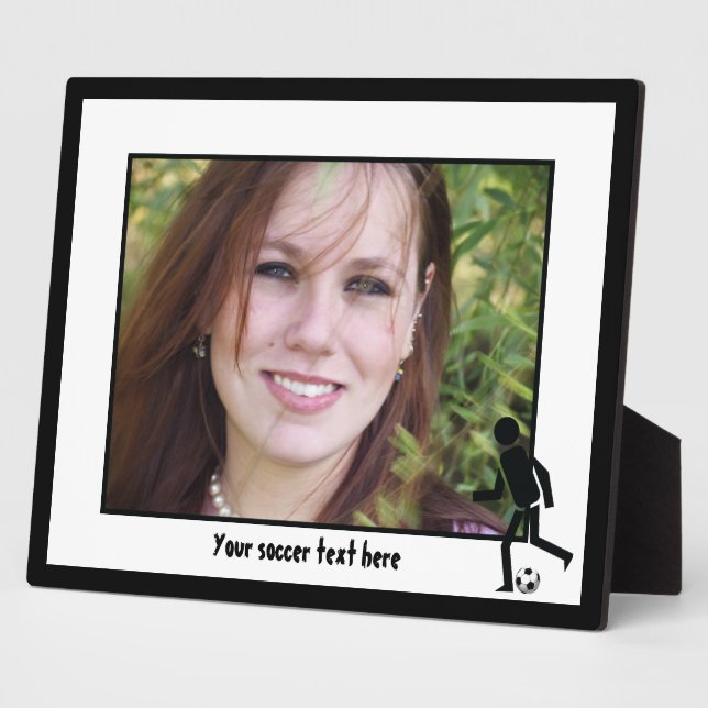 Soccer player and ball custom gift plaque (Side)